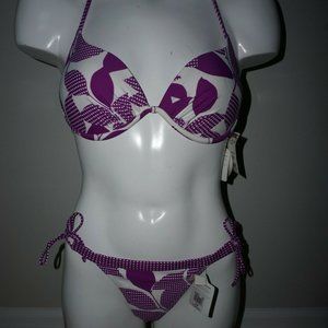 New Body Glove Purple/White Med Pushup Top and Med Bali Tie Side Pant